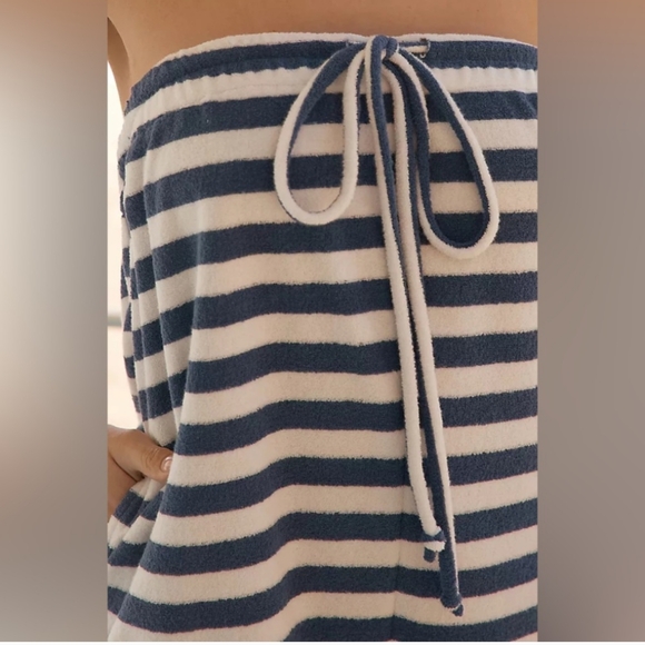 Anthropologie Blue and White Jumpsuit with Striking Stripes - Picture 2 of 4